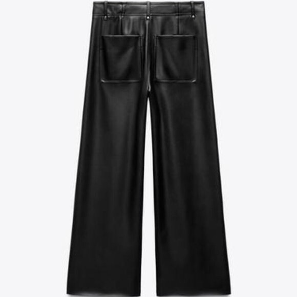 ZARA COLLECTION WIDE LEG LEATHER EFFECT PANTS 46 AND 44 Eur 3581/041/800 12 And - Picture 6 of 6